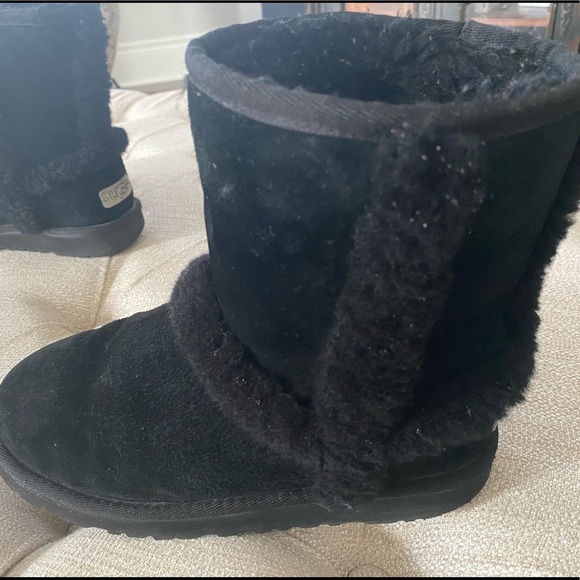 UGG Kids black waterproof suede warm winter boots - Picture 7 of 10